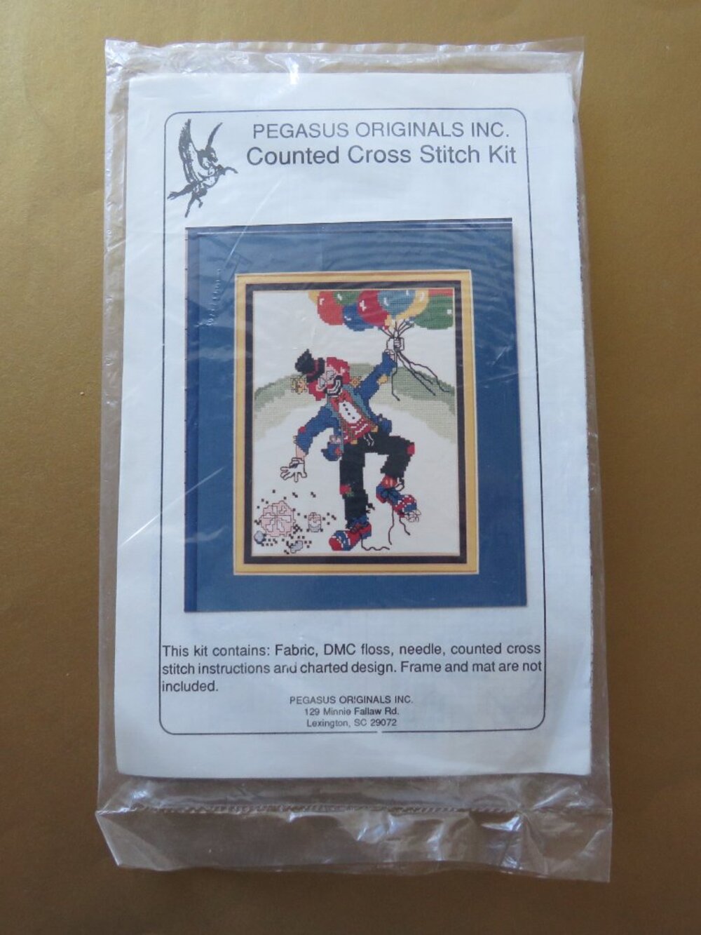 Clown with Balloons Pegasus Originals Inc Vintage Counted Cross Stitch Kit Rare